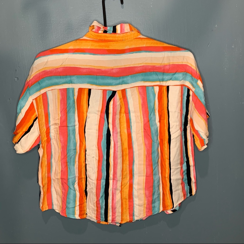 Forever 21 Button Down Striped Crop Top